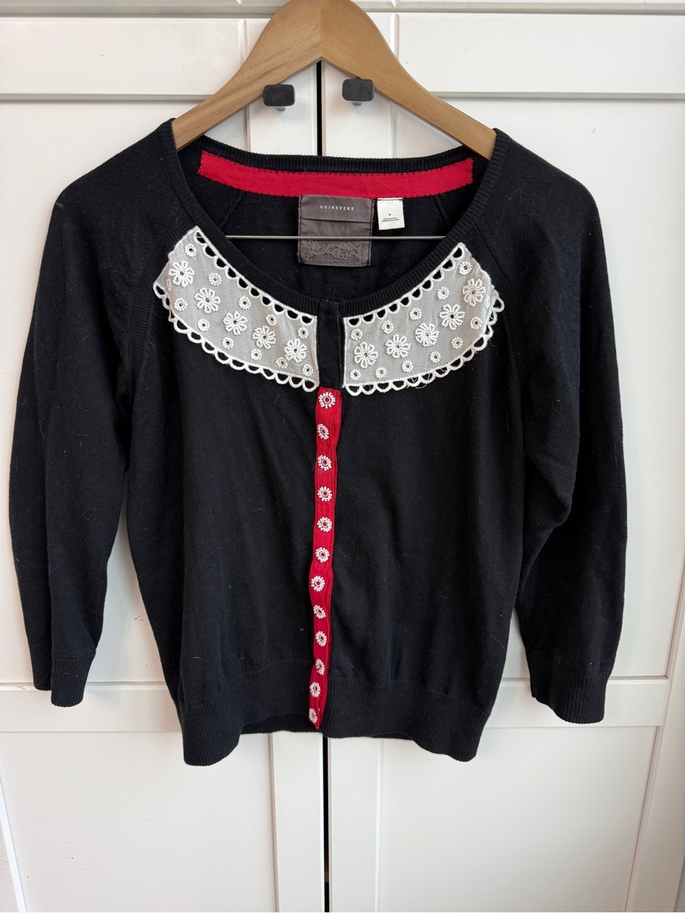 Anthropologie Grandmacore Beaded Sweater Size M Cotton Cashmere Silk Blend